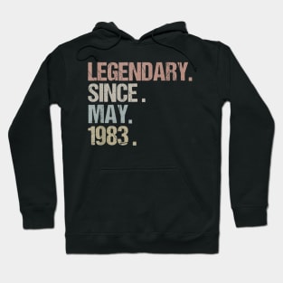 36th Birthday Gift Legendary Since May 1983 Retro Vintage Hoodie